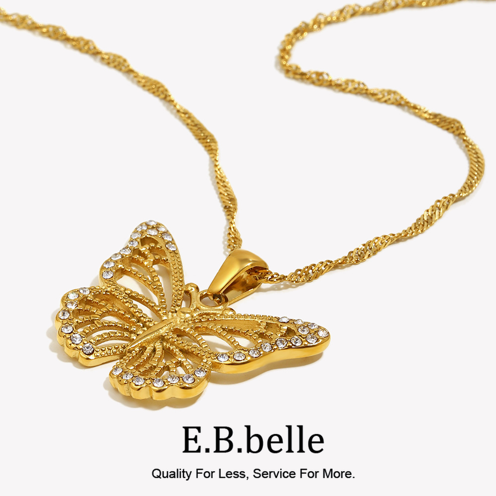 Butterfly Clasp Deployant - E.B.belle bijoux acier inoxydable plaqué or